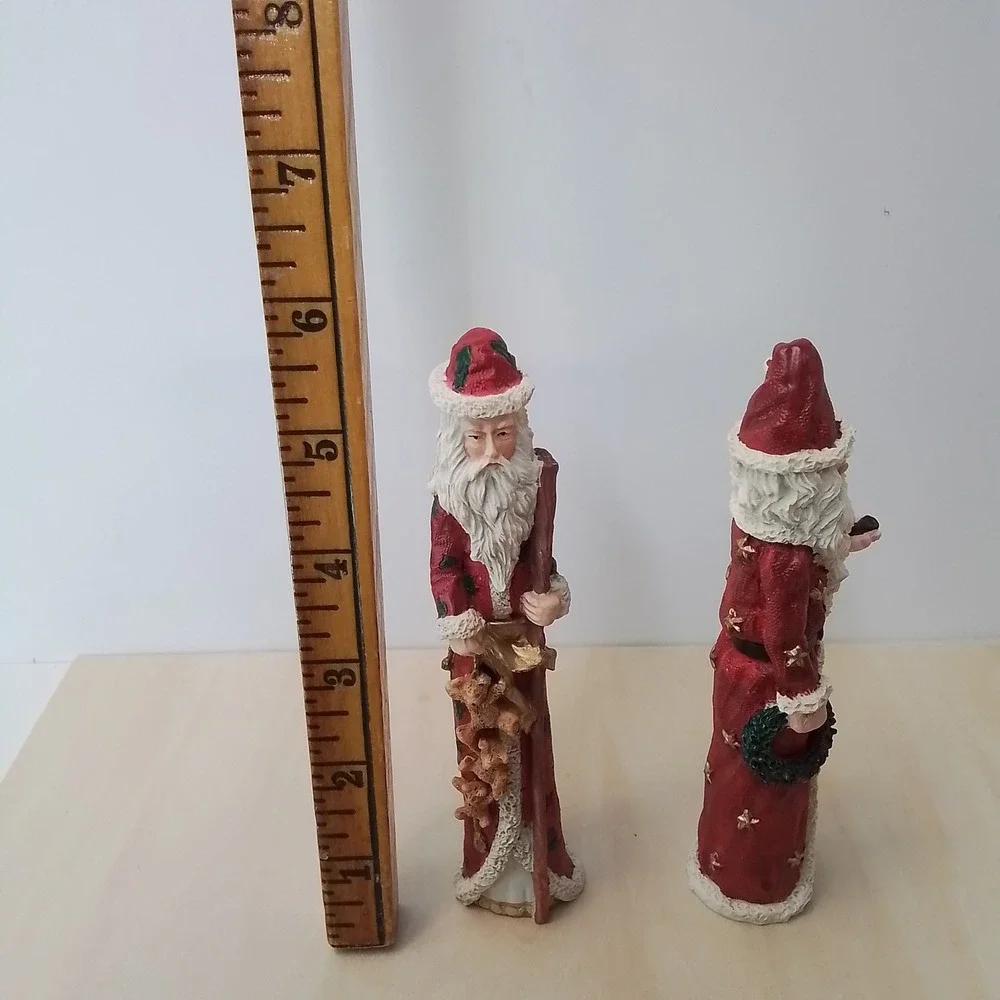 Set of 2 Vintage Santa Claus‎ Figurines Christmas Decor Festive Home Accents